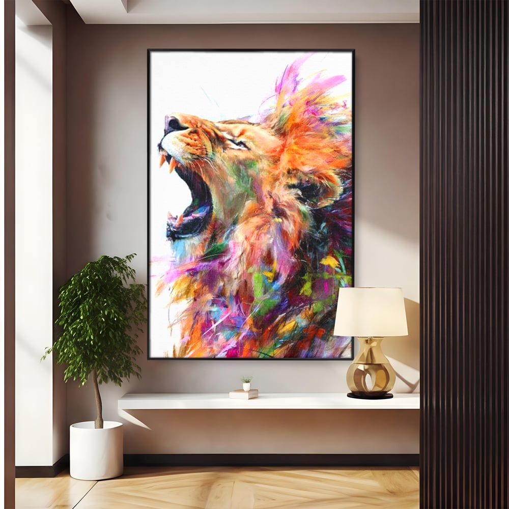 Tablou Canvas Premium, LuxCanva® M1536, Originea Curajului, Leu, Raget, Regele Junglei, Putere, Pictura, Animal, Multicolor, Dormitor, Birou, Living, Camera Copil