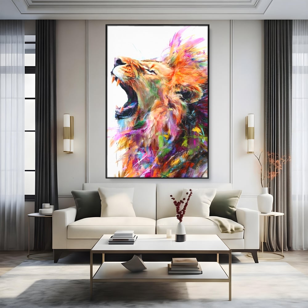 Tablou Canvas Premium, LuxCanva® M1536, Originea Curajului, Leu, Raget, Regele Junglei, Putere, Pictura, Animal, Multicolor, Dormitor, Birou, Living, Camera Copil
