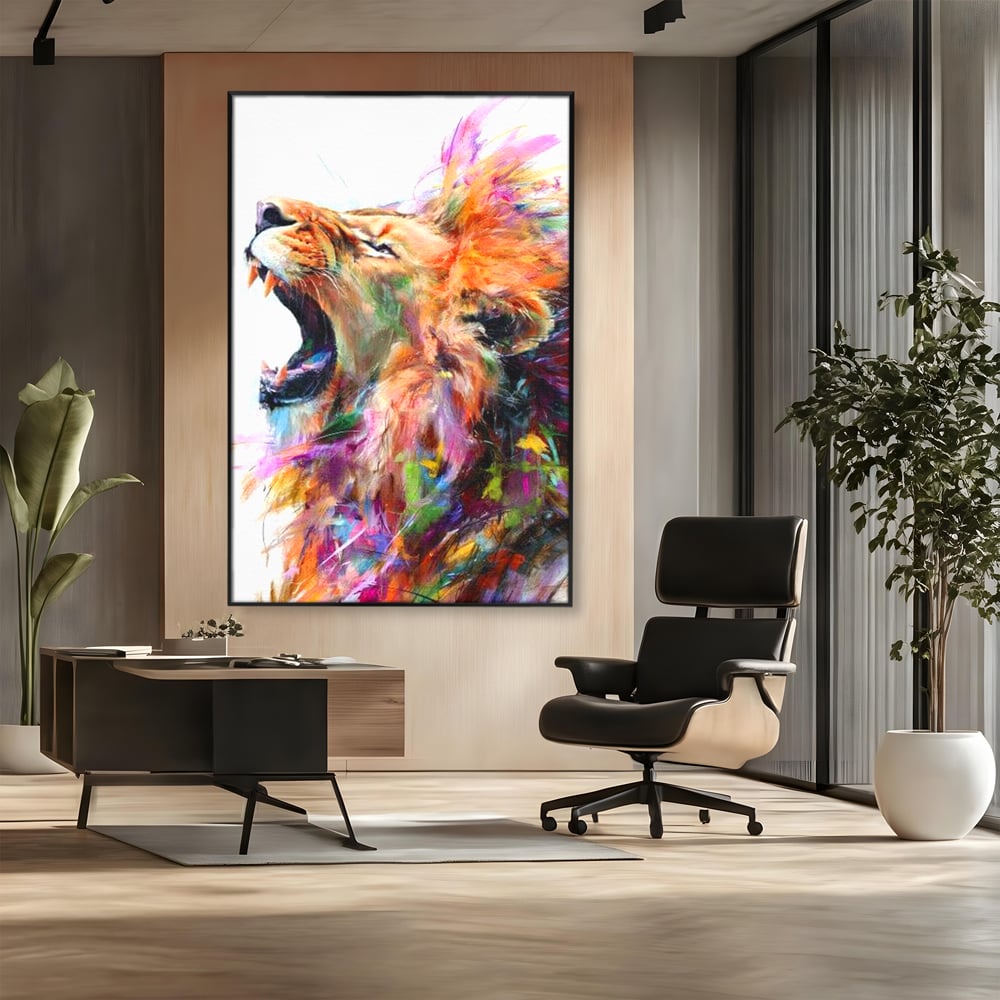 Tablou Canvas Premium, LuxCanva® M1536, Originea Curajului, Leu, Raget, Regele Junglei, Putere, Pictura, Animal, Multicolor, Dormitor, Birou, Living, Camera Copil