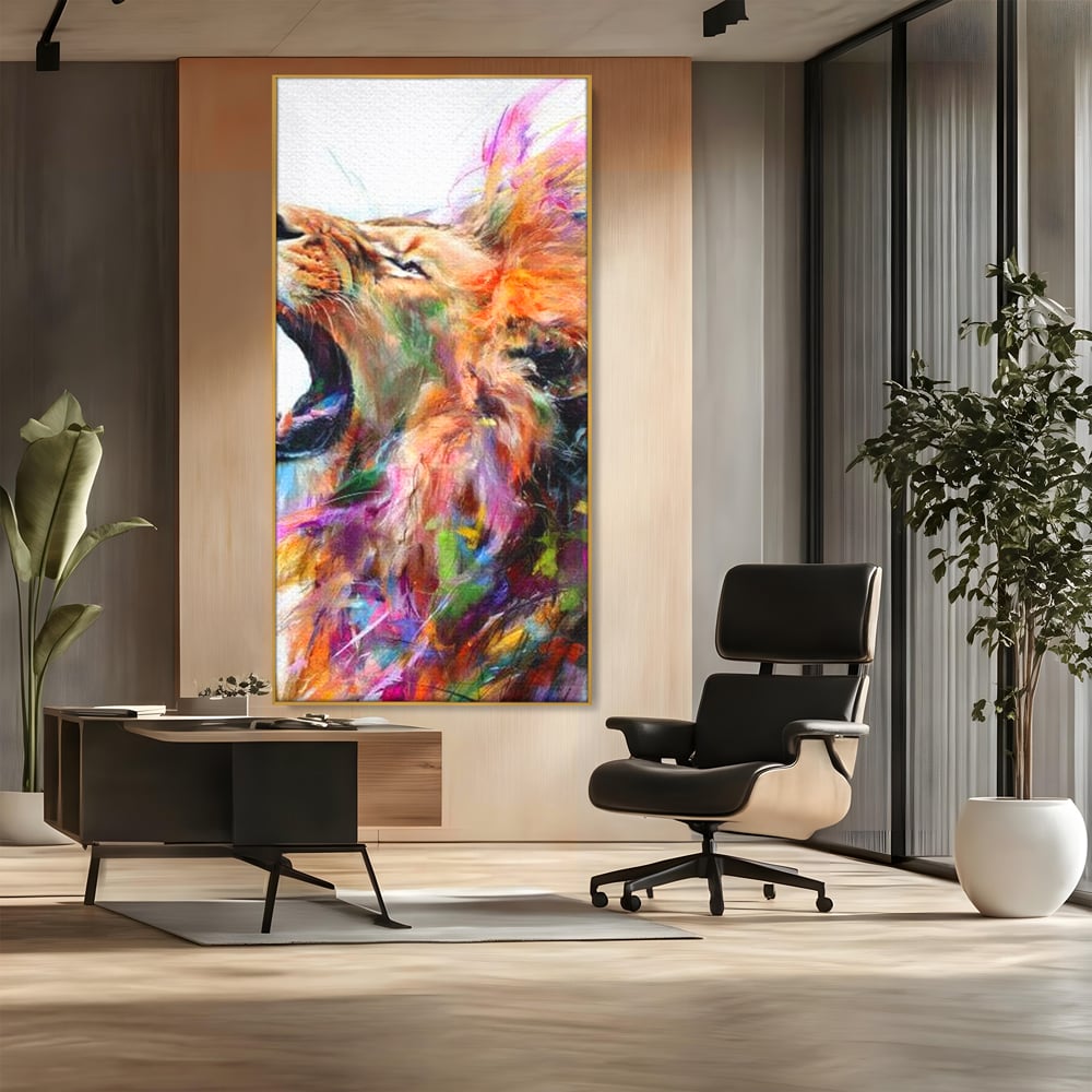 Tablou Canvas Premium, LuxCanva® M1536, Originea Curajului, Leu, Raget, Regele Junglei, Putere, Pictura, Animal, Multicolor, Dormitor, Birou, Living, Camera Copil