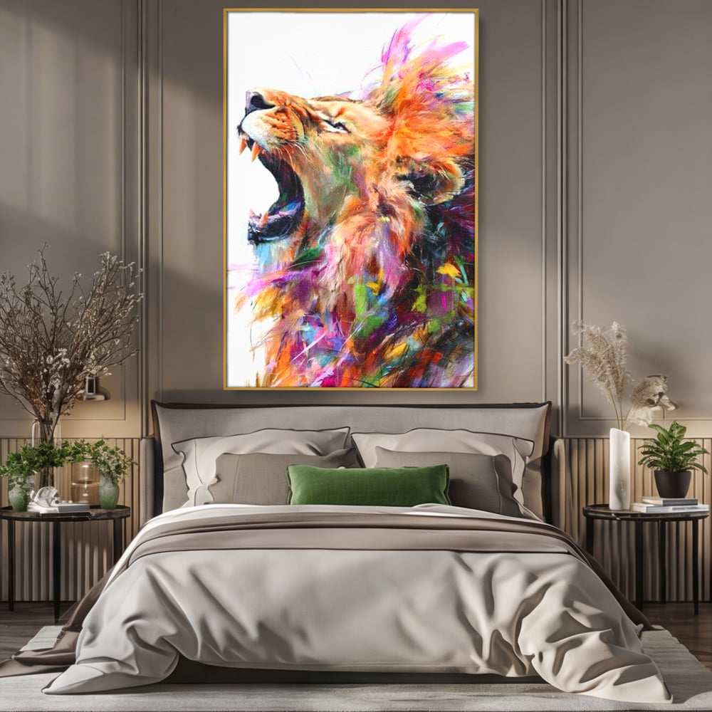 Tablou Canvas Premium, LuxCanva® M1536, Originea Curajului, Leu, Raget, Regele Junglei, Putere, Pictura, Animal, Multicolor, Dormitor, Birou, Living, Camera Copil