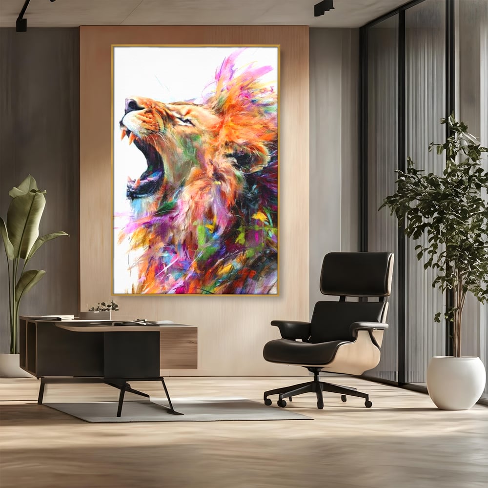 Tablou Canvas Premium, LuxCanva® M1536, Originea Curajului, Leu, Raget, Regele Junglei, Putere, Pictura, Animal, Multicolor, Dormitor, Birou, Living, Camera Copil
