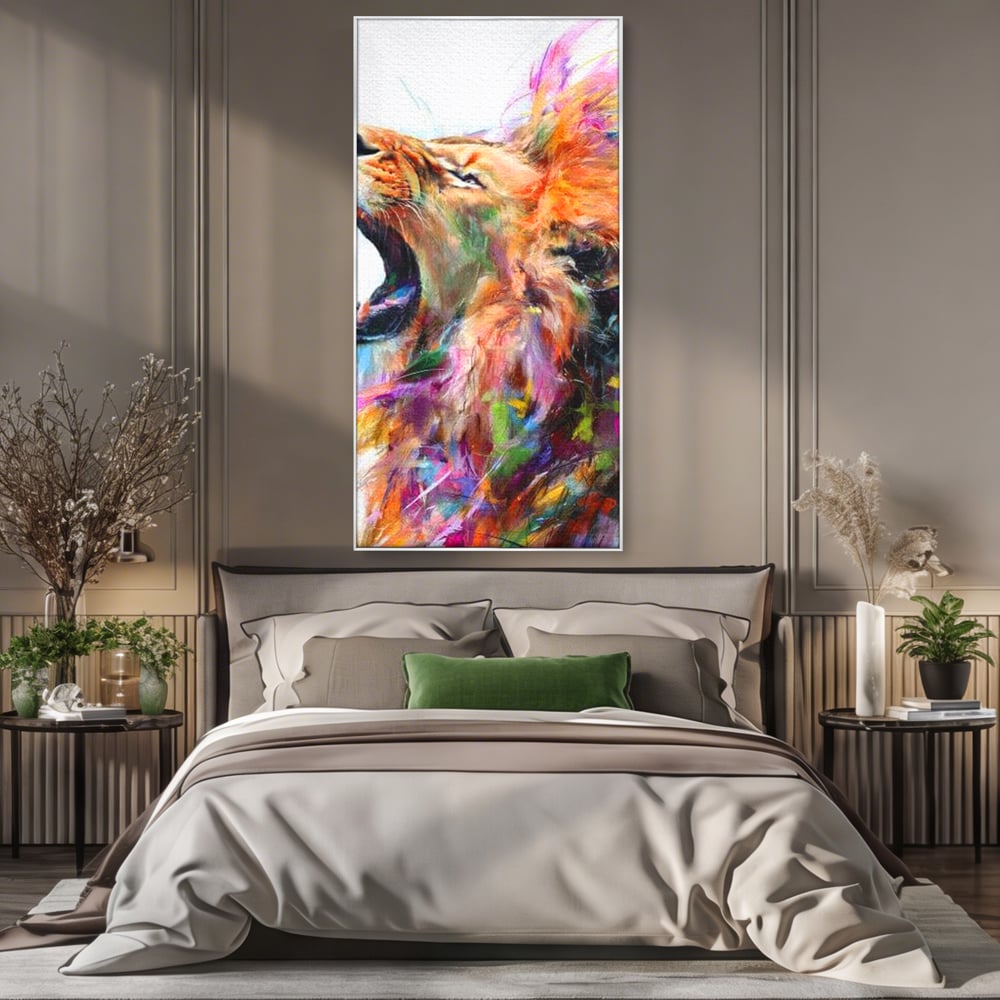 Tablou Canvas Premium, LuxCanva® M1536, Originea Curajului, Leu, Raget, Regele Junglei, Putere, Pictura, Animal, Multicolor, Dormitor, Birou, Living, Camera Copil