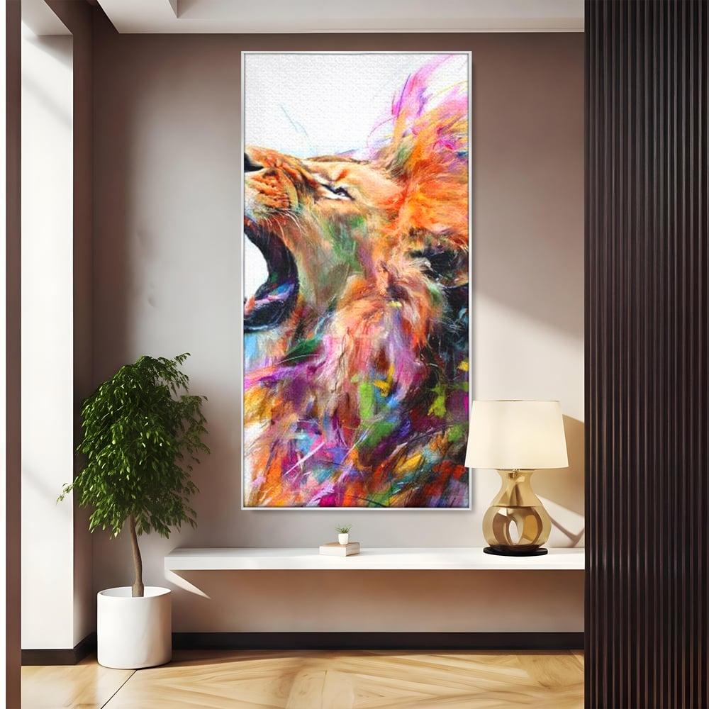 Tablou Canvas Premium, LuxCanva® M1536, Originea Curajului, Leu, Raget, Regele Junglei, Putere, Pictura, Animal, Multicolor, Dormitor, Birou, Living, Camera Copil