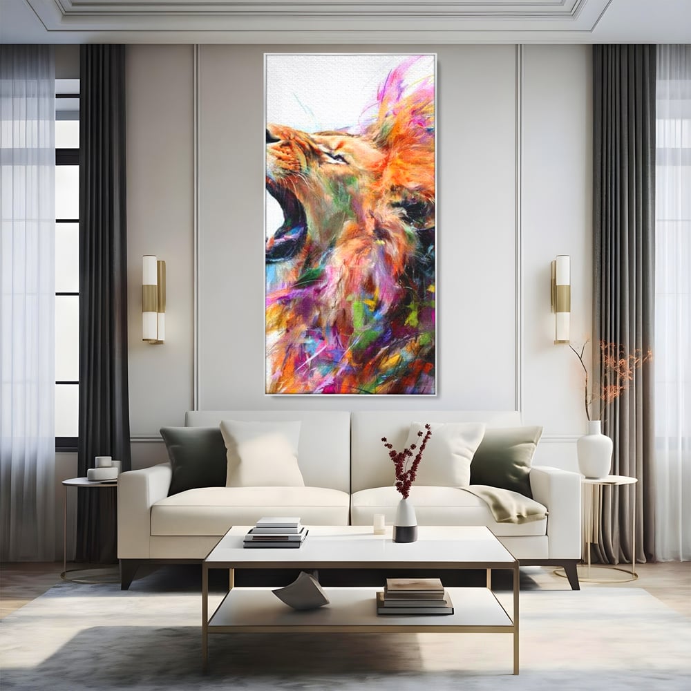 Tablou Canvas Premium, LuxCanva® M1536, Originea Curajului, Leu, Raget, Regele Junglei, Putere, Pictura, Animal, Multicolor, Dormitor, Birou, Living, Camera Copil