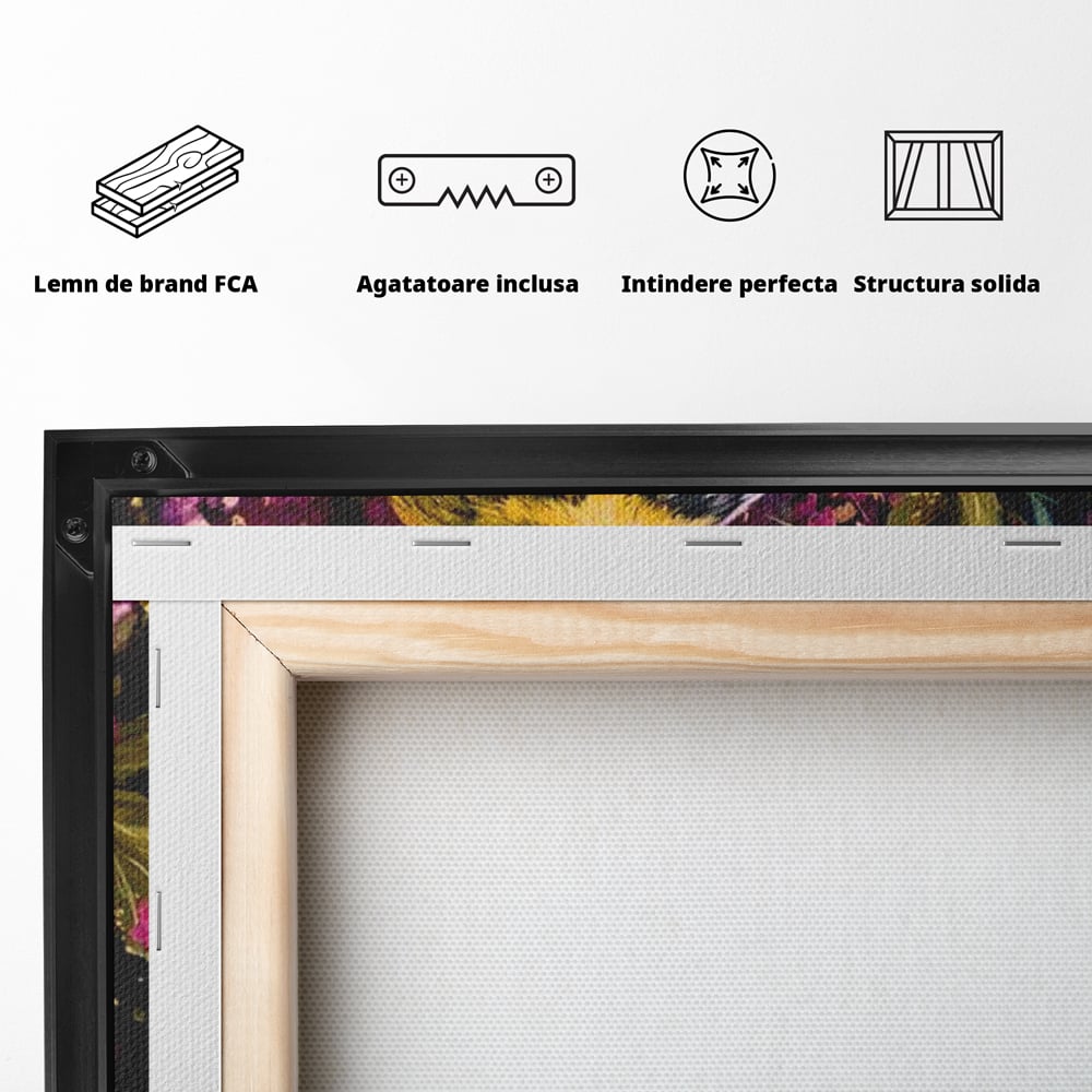Tablou Canvas Premium, LuxCanva® M1537, Splendoarea Primaverii, Pasare, Flori, Gradina, Penaj Colorat, Natura, Paradis, Dormitor, Birou, Living, Camera Copil
