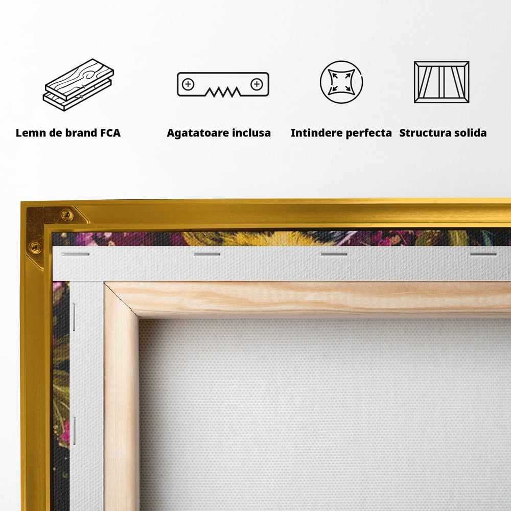 Tablou Canvas Premium, LuxCanva® M1537, Splendoarea Primaverii, Pasare, Flori, Gradina, Penaj Colorat, Natura, Paradis, Dormitor, Birou, Living, Camera Copil