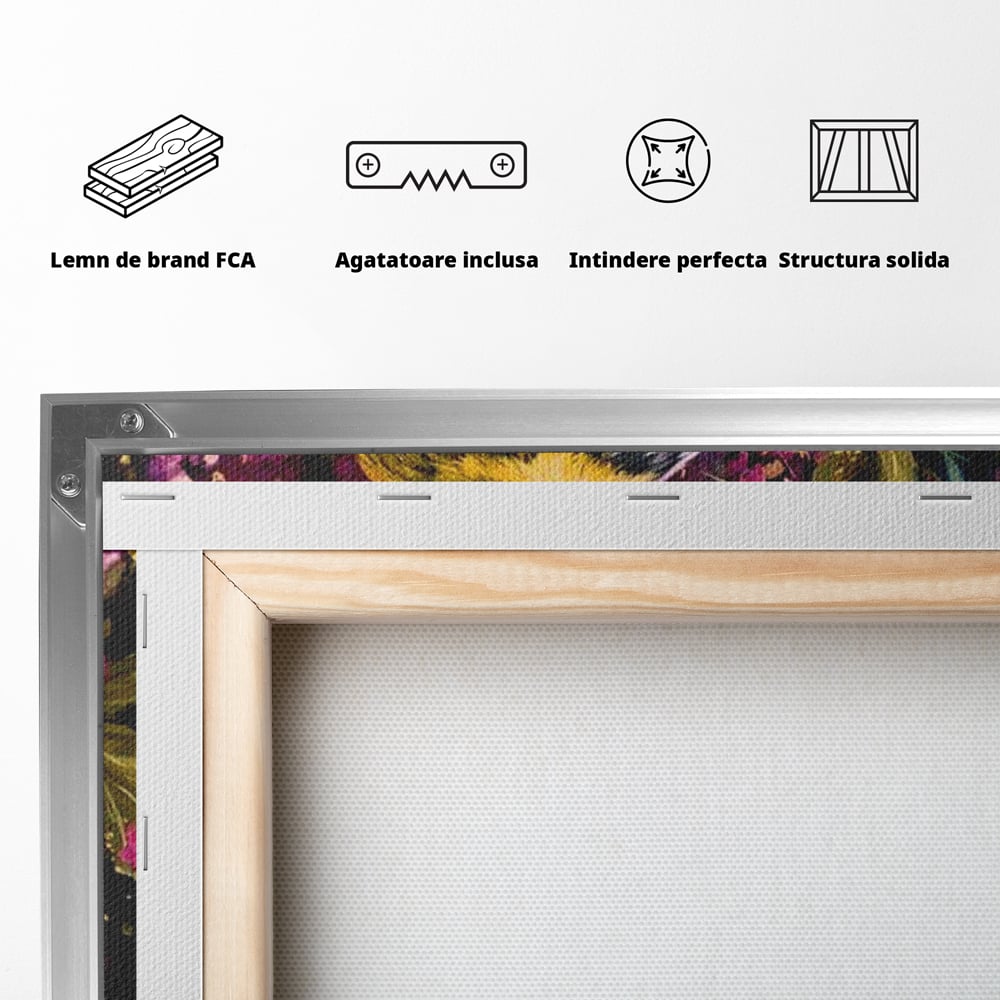 Tablou Canvas Premium, LuxCanva® M1537, Splendoarea Primaverii, Pasare, Flori, Gradina, Penaj Colorat, Natura, Paradis, Dormitor, Birou, Living, Camera Copil