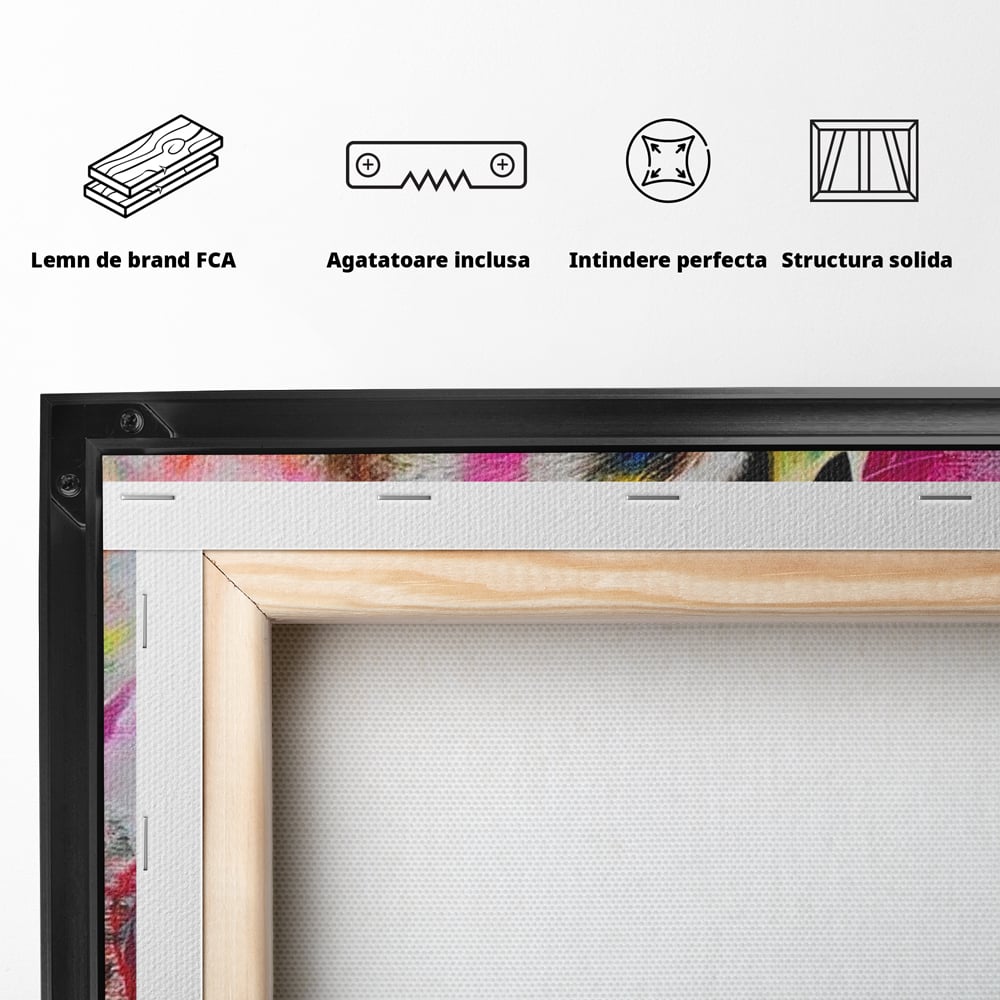 Tablou Canvas Premium, LuxCanva® M1538, Vibratia Naturii, Curcubeu, Culori Vibrante, Abstract, Rata, Pasare, Acuarela, Expresiv, Dormitor, Birou, Living, Camera Copil