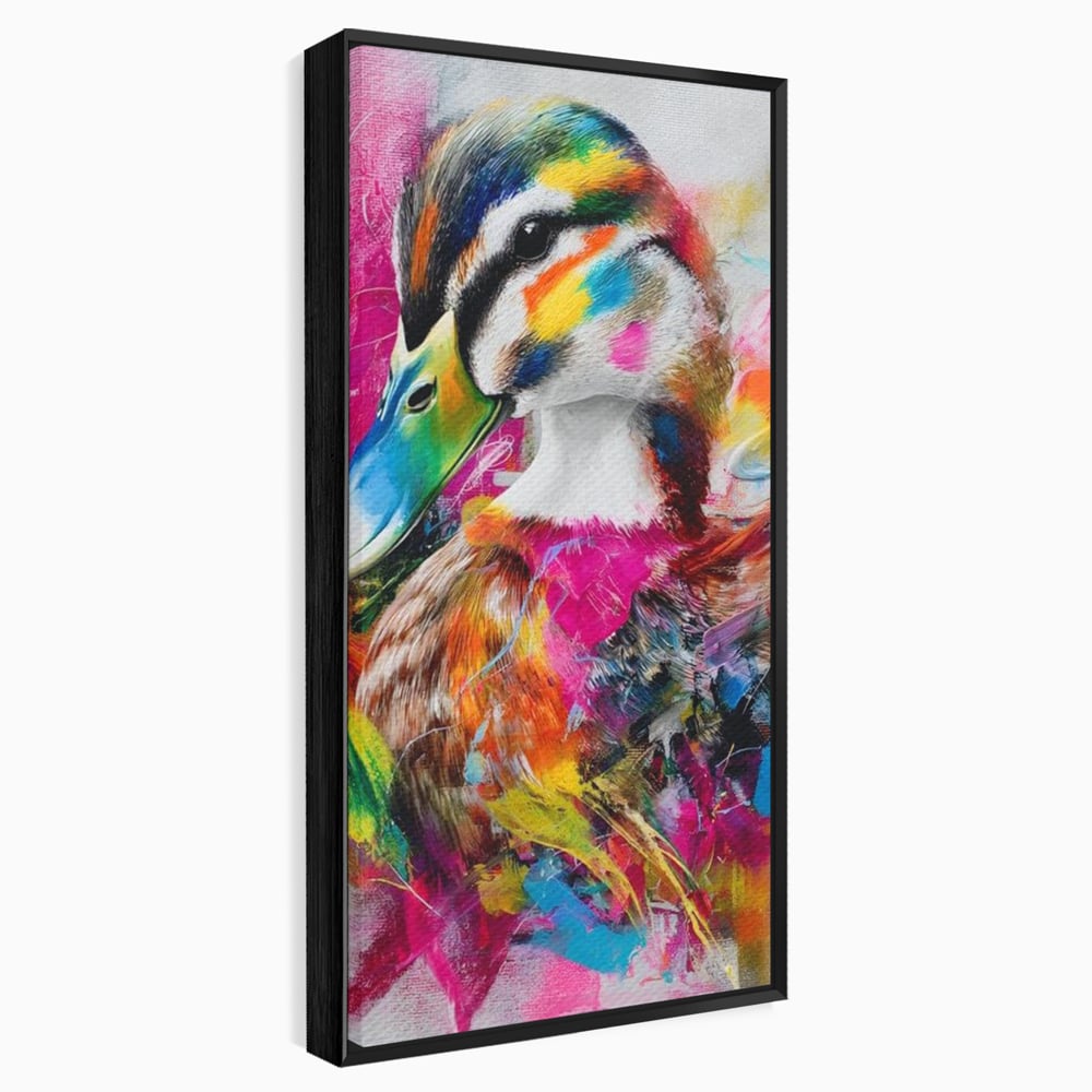 Tablou Canvas Premium, LuxCanva® M1538, Vibratia Naturii, Curcubeu, Culori Vibrante, Abstract, Rata, Pasare, Acuarela, Expresiv, Dormitor, Birou, Living, Camera Copil