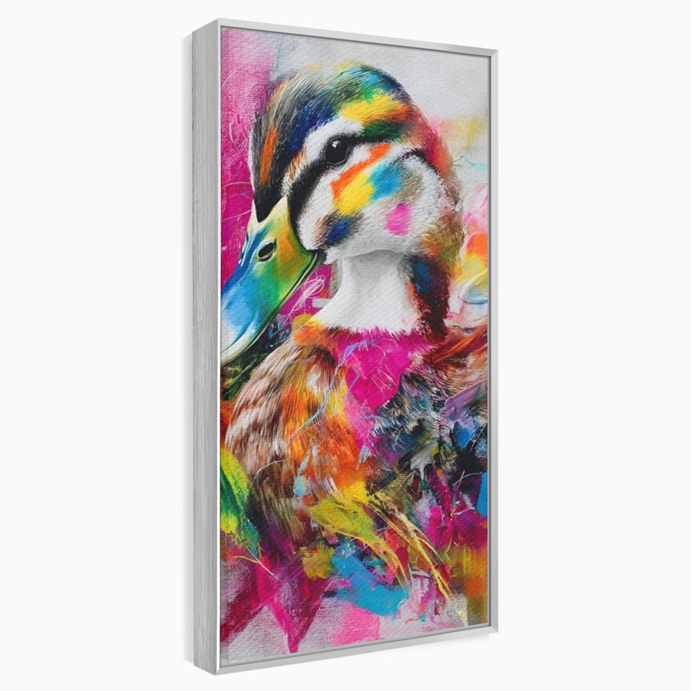 Tablou Canvas Premium, LuxCanva® M1538, Vibratia Naturii, Curcubeu, Culori Vibrante, Abstract, Rata, Pasare, Acuarela, Expresiv, Dormitor, Birou, Living, Camera Copil