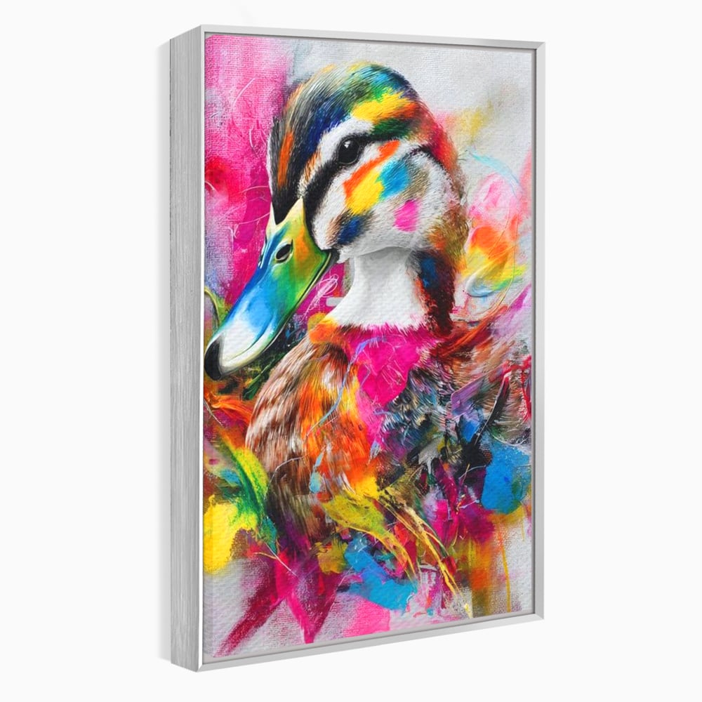 Tablou Canvas Premium, LuxCanva® M1538, Vibratia Naturii, Curcubeu, Culori Vibrante, Abstract, Rata, Pasare, Acuarela, Expresiv, Dormitor, Birou, Living, Camera Copil