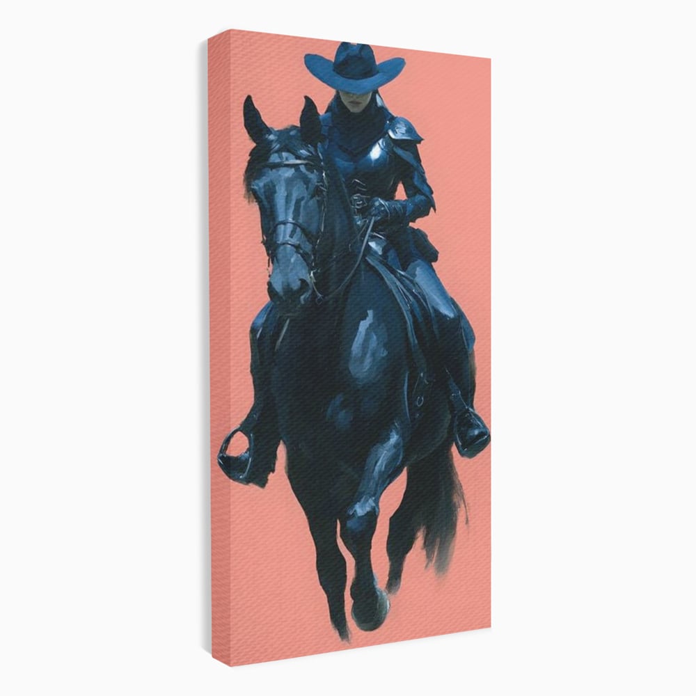 Tablou Canvas Premium, LuxCanva® M1539, Cavalerul Fara Chip, Calaret, Mister, Cal, Armasar, Armura, Epic, Erou, Calatorie, Intunecat, Dormitor, Birou, Living, Camera Copil