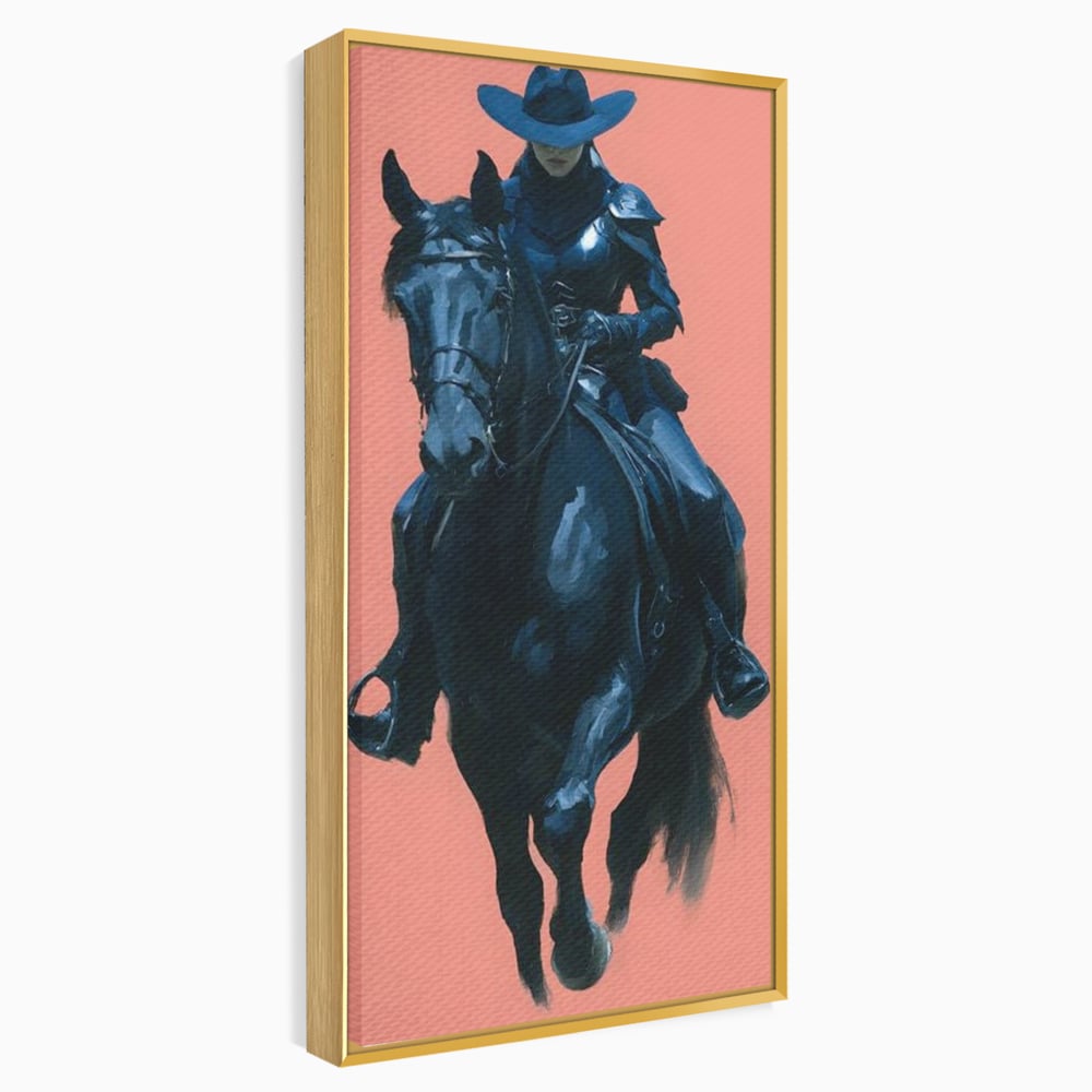 Tablou Canvas Premium, LuxCanva® M1539, Cavalerul Fara Chip, Calaret, Mister, Cal, Armasar, Armura, Epic, Erou, Calatorie, Intunecat, Dormitor, Birou, Living, Camera Copil