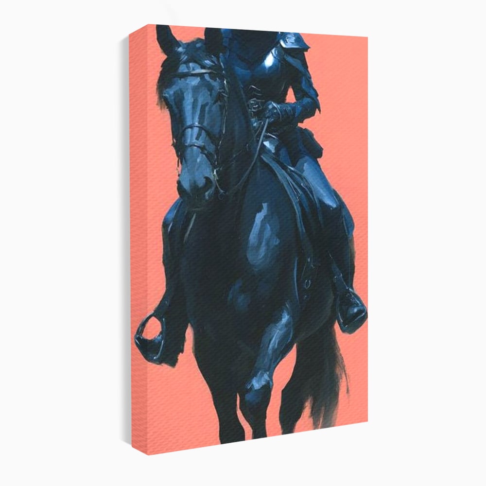 Tablou Canvas Premium, LuxCanva® M1539, Cavalerul Fara Chip, Calaret, Mister, Cal, Armasar, Armura, Epic, Erou, Calatorie, Intunecat, Dormitor, Birou, Living, Camera Copil