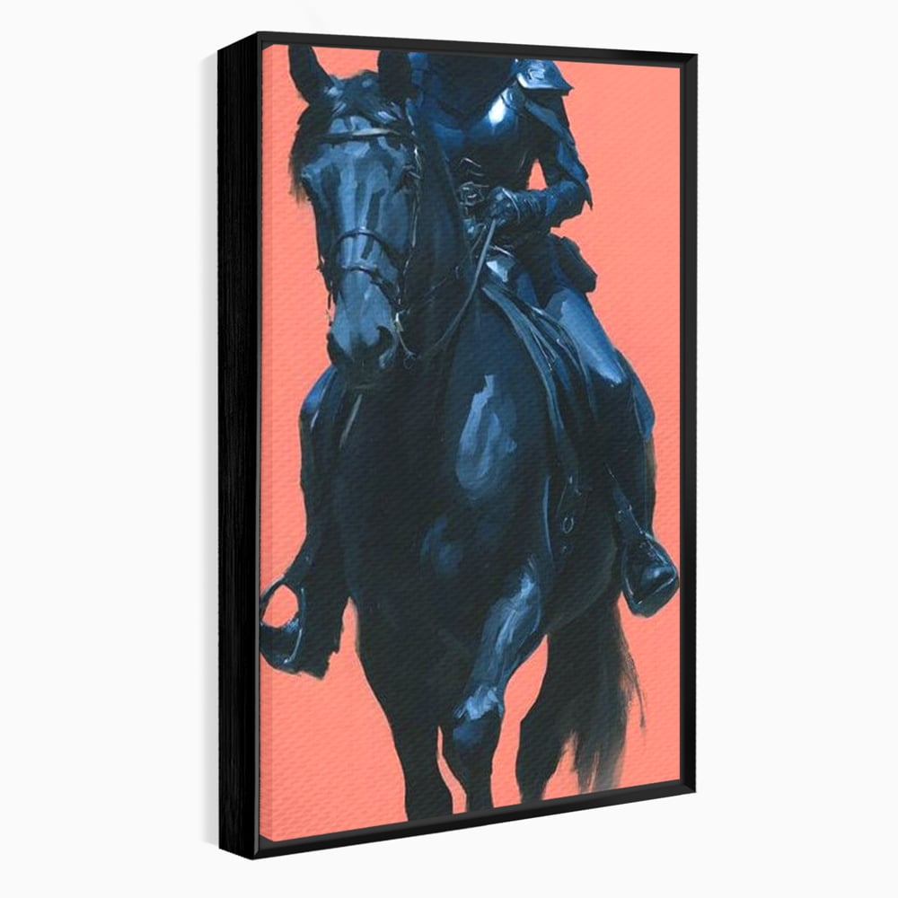 Tablou Canvas Premium, LuxCanva® M1539, Cavalerul Fara Chip, Calaret, Mister, Cal, Armasar, Armura, Epic, Erou, Calatorie, Intunecat, Dormitor, Birou, Living, Camera Copil