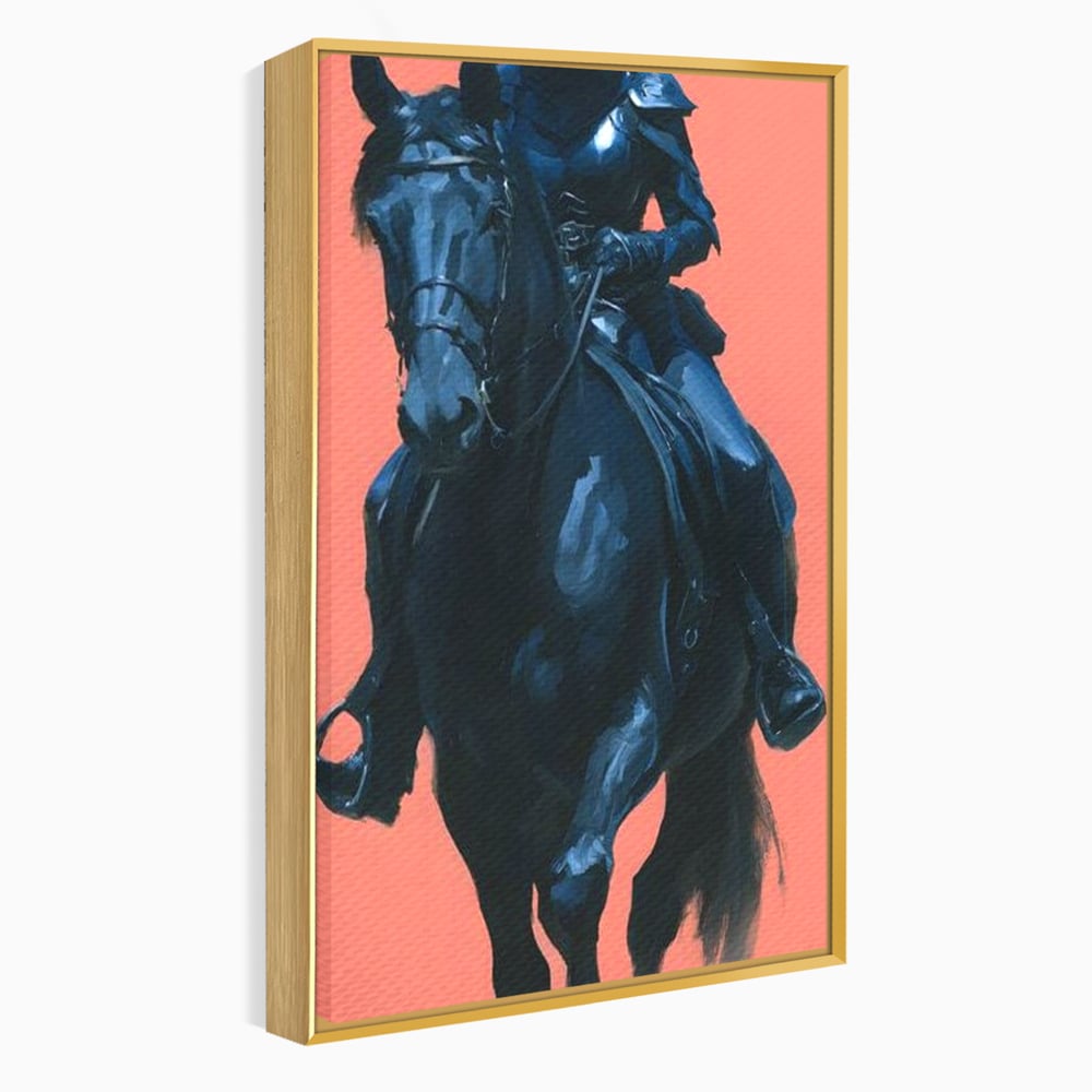 Tablou Canvas Premium, LuxCanva® M1539, Cavalerul Fara Chip, Calaret, Mister, Cal, Armasar, Armura, Epic, Erou, Calatorie, Intunecat, Dormitor, Birou, Living, Camera Copil