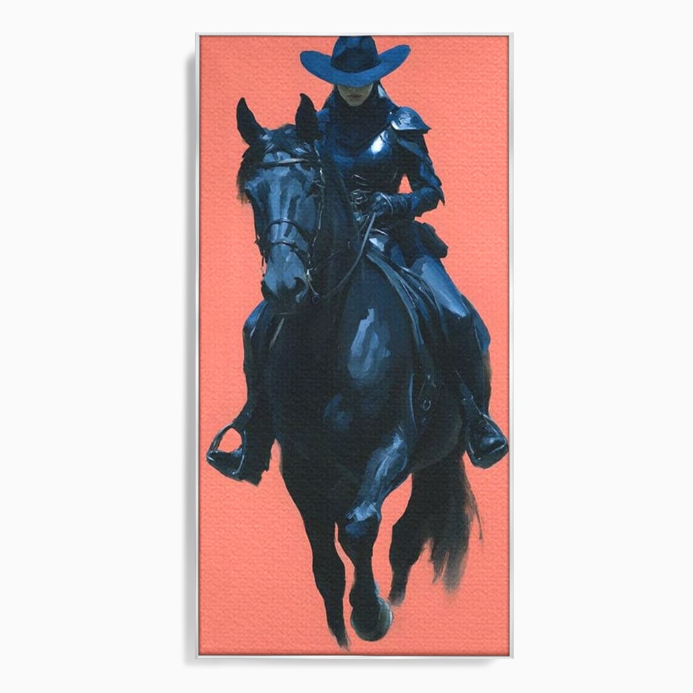 Tablou Canvas Premium, LuxCanva® M1539, Cavalerul Fara Chip, Calaret, Mister, Cal, Armasar, Armura, Epic, Erou, Calatorie, Intunecat, Dormitor, Birou, Living, Camera Copil