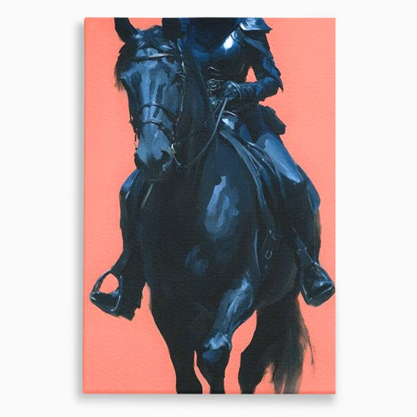 Tablou Canvas Premium, LuxCanva® M1539, Cavalerul Fara Chip, Calaret, Mister, Cal, Armasar, Armura, Epic, Erou, Calatorie, Intunecat, Dormitor, Birou, Living, Camera Copil