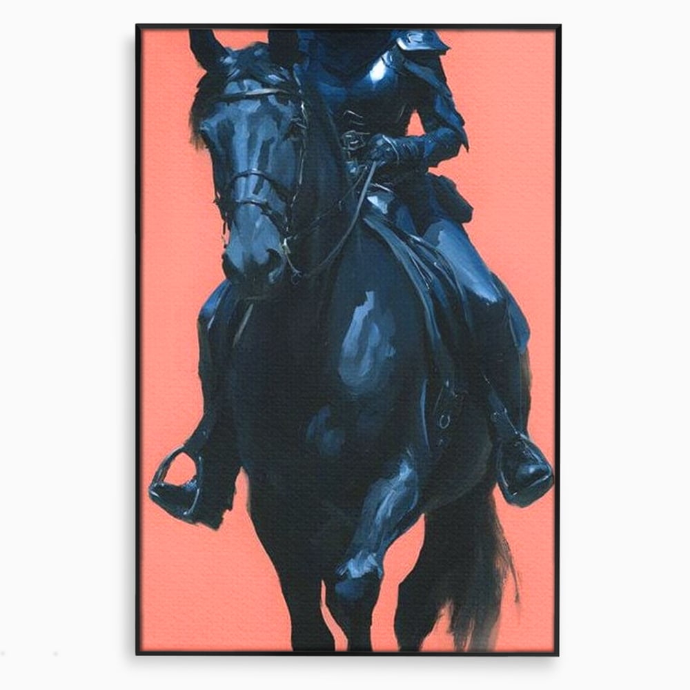 Tablou Canvas Premium, LuxCanva® M1539, Cavalerul Fara Chip, Calaret, Mister, Cal, Armasar, Armura, Epic, Erou, Calatorie, Intunecat, Dormitor, Birou, Living, Camera Copil