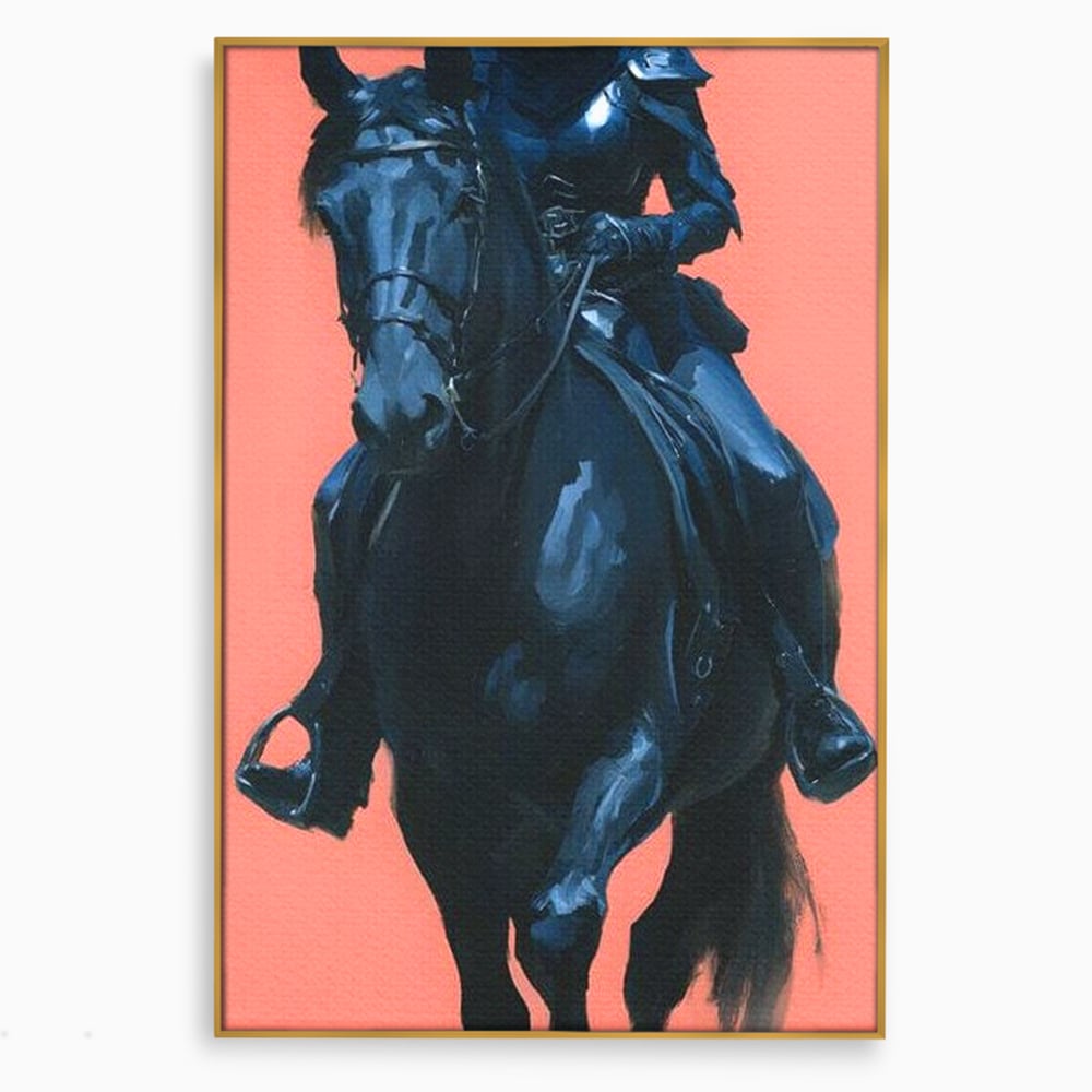Tablou Canvas Premium, LuxCanva® M1539, Cavalerul Fara Chip, Calaret, Mister, Cal, Armasar, Armura, Epic, Erou, Calatorie, Intunecat, Dormitor, Birou, Living, Camera Copil