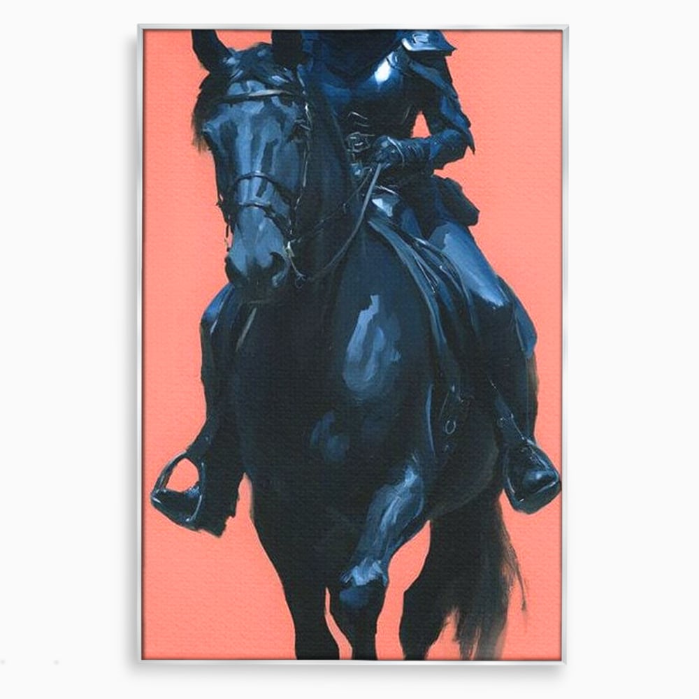 Tablou Canvas Premium, LuxCanva® M1539, Cavalerul Fara Chip, Calaret, Mister, Cal, Armasar, Armura, Epic, Erou, Calatorie, Intunecat, Dormitor, Birou, Living, Camera Copil