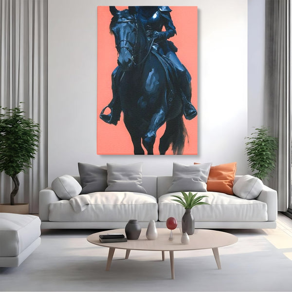 Tablou Canvas Premium, LuxCanva® M1539, Cavalerul Fara Chip, Calaret, Mister, Cal, Armasar, Armura, Epic, Erou, Calatorie, Intunecat, Dormitor, Birou, Living, Camera Copil