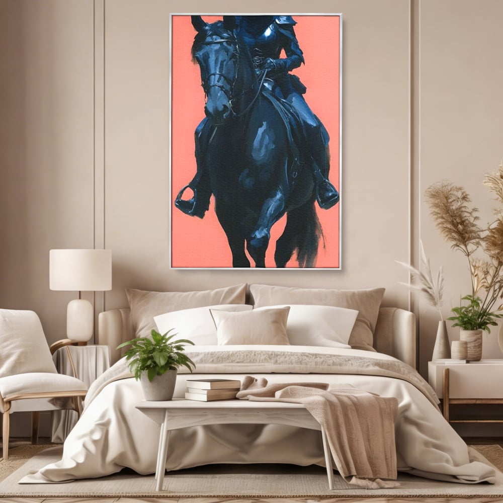 Tablou Canvas Premium, LuxCanva® M1539, Cavalerul Fara Chip, Calaret, Mister, Cal, Armasar, Armura, Epic, Erou, Calatorie, Intunecat, Dormitor, Birou, Living, Camera Copil
