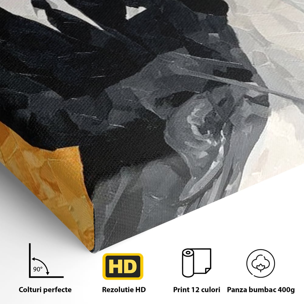 Leinwand Wandkunst Leinwand Wandkunst Premium, LuxCanva® M1540, Shaded Hero, Cowboy, Hüte, Pferd, Mann, Ritter, Elegant, Schatten, Schwarz, Schlafzimmer, Büro, Wohnen, Kinderzimmer