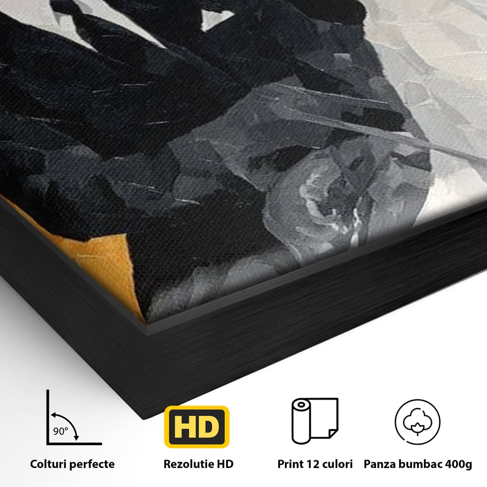 Leinwand Wandkunst Leinwand Wandkunst Premium, LuxCanva® M1540, Shaded Hero, Cowboy, Hüte, Pferd, Mann, Ritter, Elegant, Schatten, Schwarz, Schlafzimmer, Büro, Wohnen, Kinderzimmer