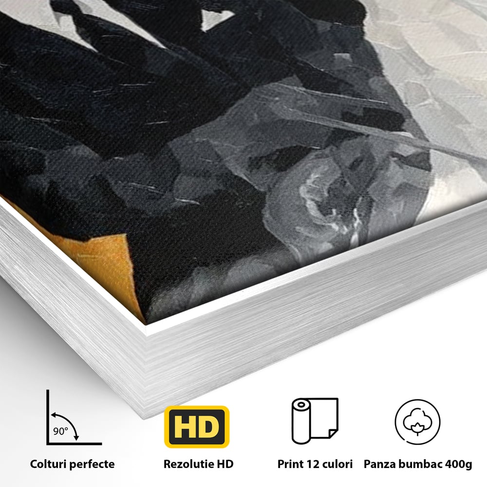 Leinwand Wandkunst Leinwand Wandkunst Premium, LuxCanva® M1540, Shaded Hero, Cowboy, Hüte, Pferd, Mann, Ritter, Elegant, Schatten, Schwarz, Schlafzimmer, Büro, Wohnen, Kinderzimmer