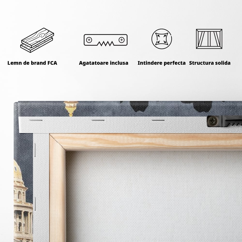 Leinwand Wandkunst Canvas Wall Art Premium, LuxCanva® M1541, Snow Patrol, Reiter, Schatten, Urban, Weißes Pferd, Cowboy, Silhouette, Mystery, Gebäude, Schlafzimmer, Büro, Wohnen, Wohnzimmer, Kinderzimmer