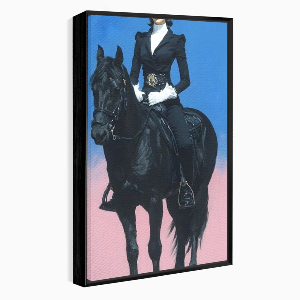 Tablou Canvas Premium, LuxCanva® M1542, Regina Vestului Salbatic, Vintage, Femeie, Costum, Palarie, Cowboy, Armasar, Cal, Animal, Eleganta, Dormitor, Birou, Living, Camera Copil