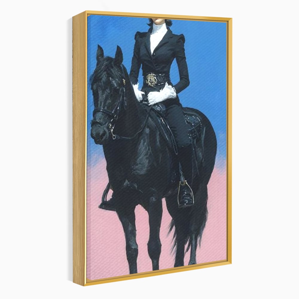Tablou Canvas Premium, LuxCanva® M1542, Regina Vestului Salbatic, Vintage, Femeie, Costum, Palarie, Cowboy, Armasar, Cal, Animal, Eleganta, Dormitor, Birou, Living, Camera Copil