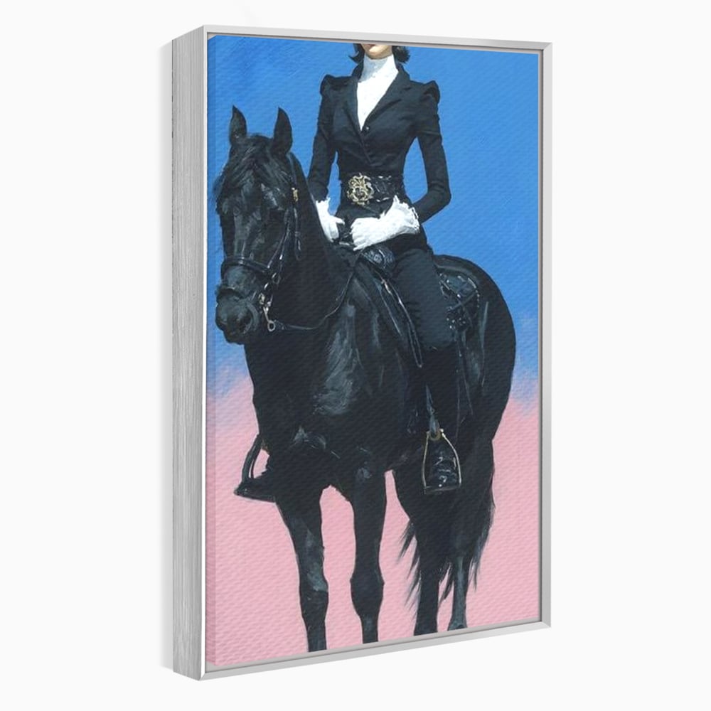 Tablou Canvas Premium, LuxCanva® M1542, Regina Vestului Salbatic, Vintage, Femeie, Costum, Palarie, Cowboy, Armasar, Cal, Animal, Eleganta, Dormitor, Birou, Living, Camera Copil