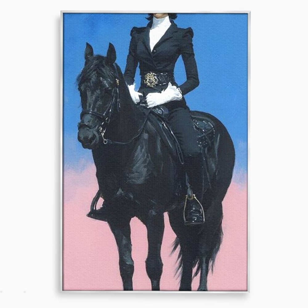 Tablou Canvas Premium, LuxCanva® M1542, Regina Vestului Salbatic, Vintage, Femeie, Costum, Palarie, Cowboy, Armasar, Cal, Animal, Eleganta, Dormitor, Birou, Living, Camera Copil