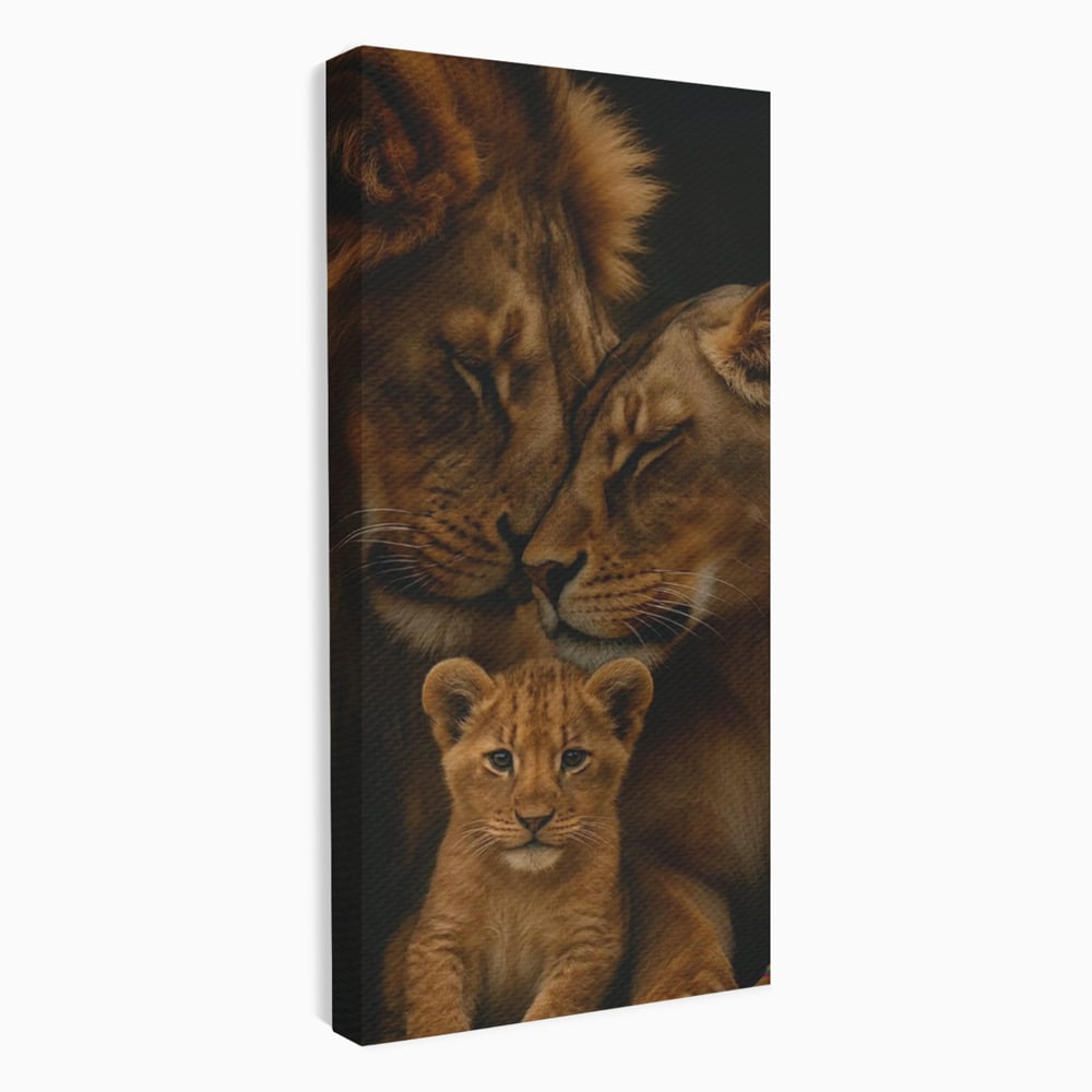 Leinwand Wandkunst Leinwand Wandkunst Premium, LuxCanva® M1544, Royal Sanctuary, Löwe, König des Dschungels, Huhn, Tiere, Liebe, Schutz, Dynastie, Schlafzimmer, Büro, Wohnzimmer