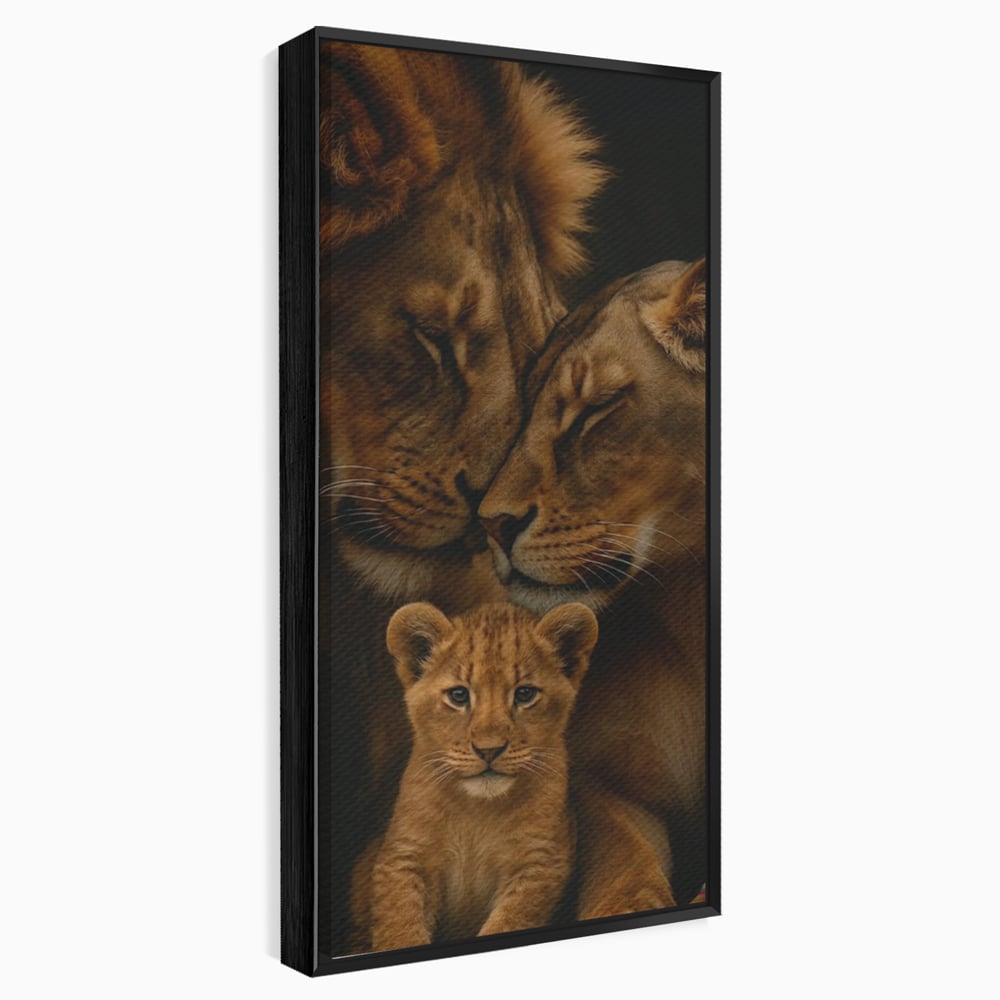 Leinwand Wandkunst Leinwand Wandkunst Premium, LuxCanva® M1544, Royal Sanctuary, Löwe, König des Dschungels, Huhn, Tiere, Liebe, Schutz, Dynastie, Schlafzimmer, Büro, Wohnzimmer