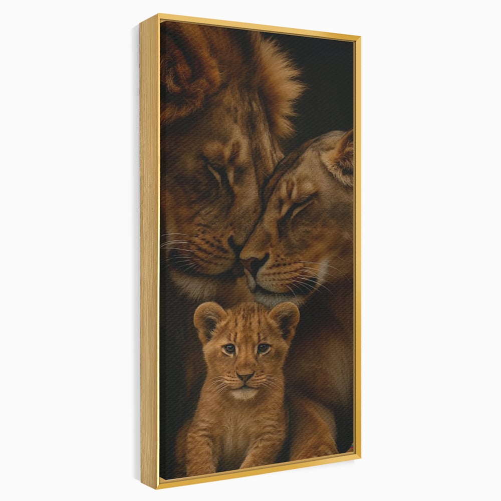 Leinwand Wandkunst Leinwand Wandkunst Premium, LuxCanva® M1544, Royal Sanctuary, Löwe, König des Dschungels, Huhn, Tiere, Liebe, Schutz, Dynastie, Schlafzimmer, Büro, Wohnzimmer