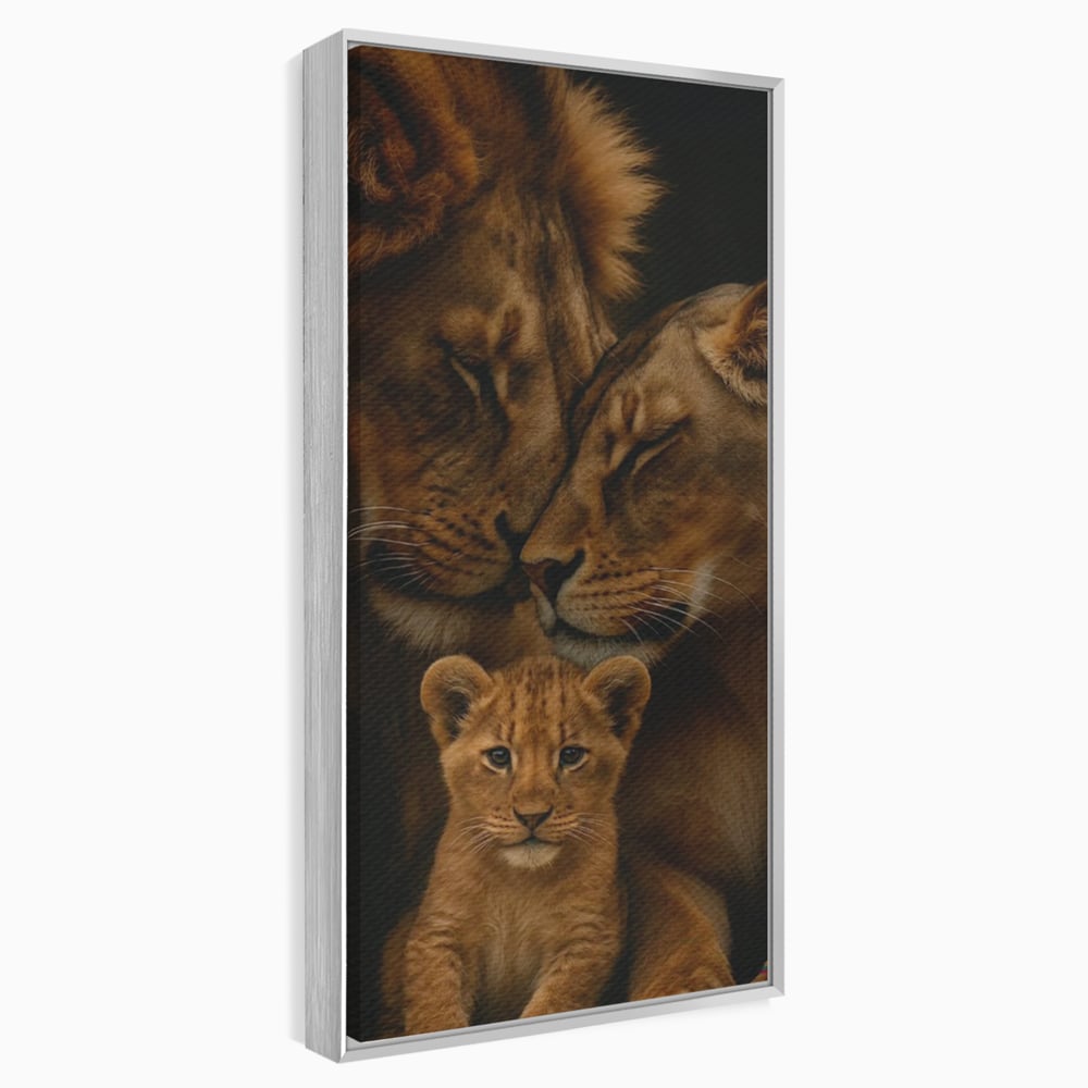 Leinwand Wandkunst Leinwand Wandkunst Premium, LuxCanva® M1544, Royal Sanctuary, Löwe, König des Dschungels, Huhn, Tiere, Liebe, Schutz, Dynastie, Schlafzimmer, Büro, Wohnzimmer