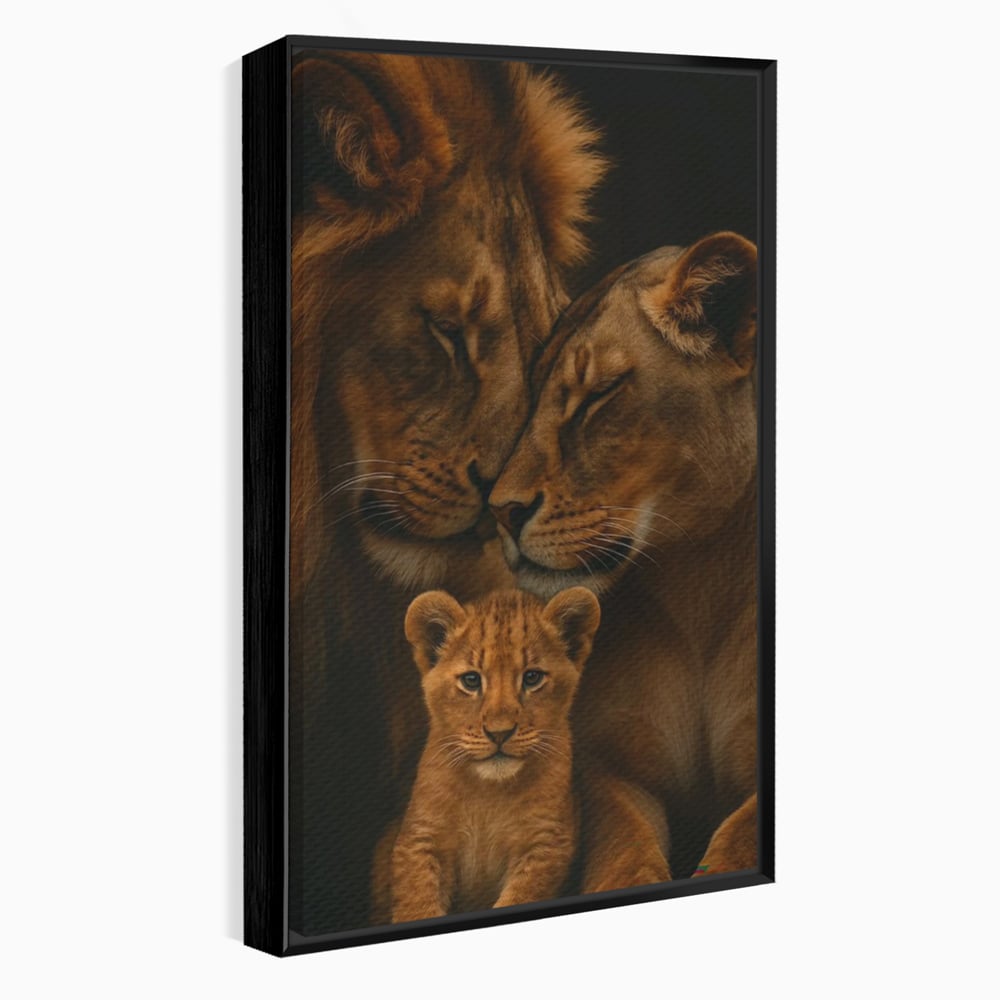 Leinwand Wandkunst Leinwand Wandkunst Premium, LuxCanva® M1544, Royal Sanctuary, Löwe, König des Dschungels, Huhn, Tiere, Liebe, Schutz, Dynastie, Schlafzimmer, Büro, Wohnzimmer