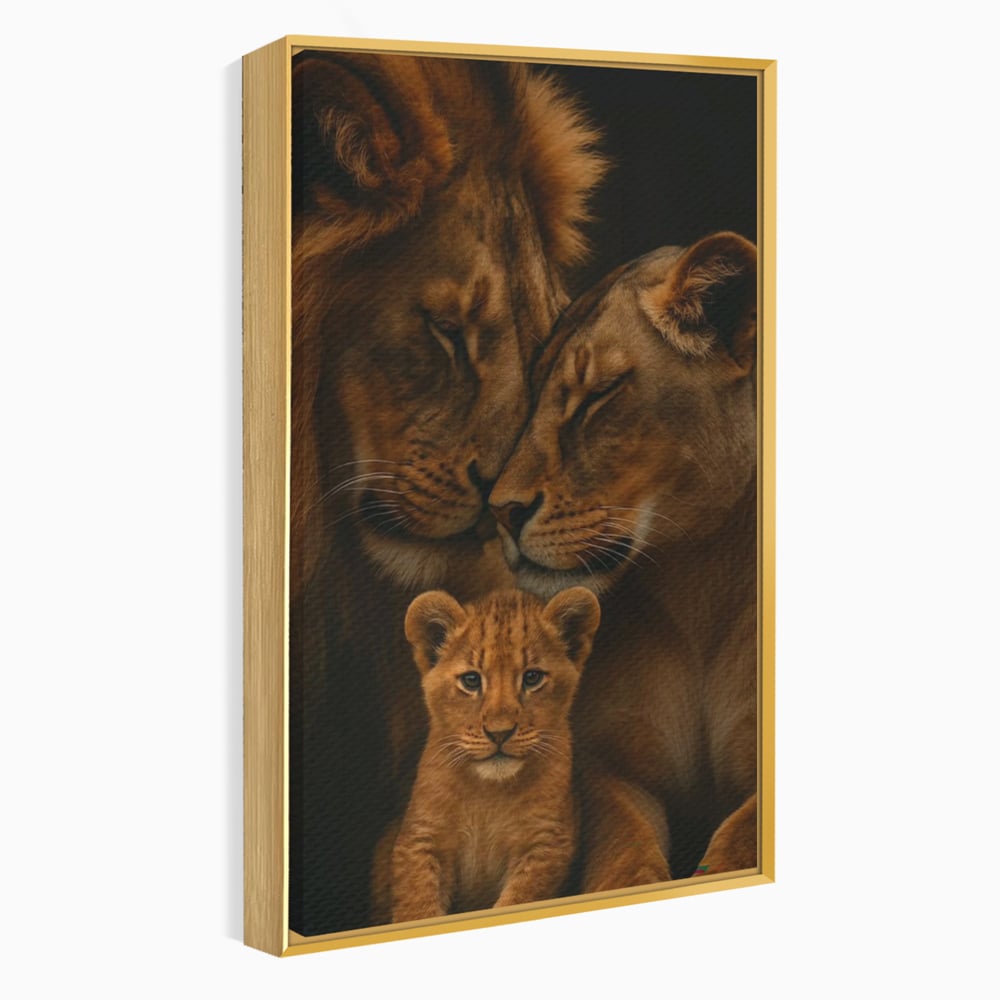 Leinwand Wandkunst Leinwand Wandkunst Premium, LuxCanva® M1544, Royal Sanctuary, Löwe, König des Dschungels, Huhn, Tiere, Liebe, Schutz, Dynastie, Schlafzimmer, Büro, Wohnzimmer