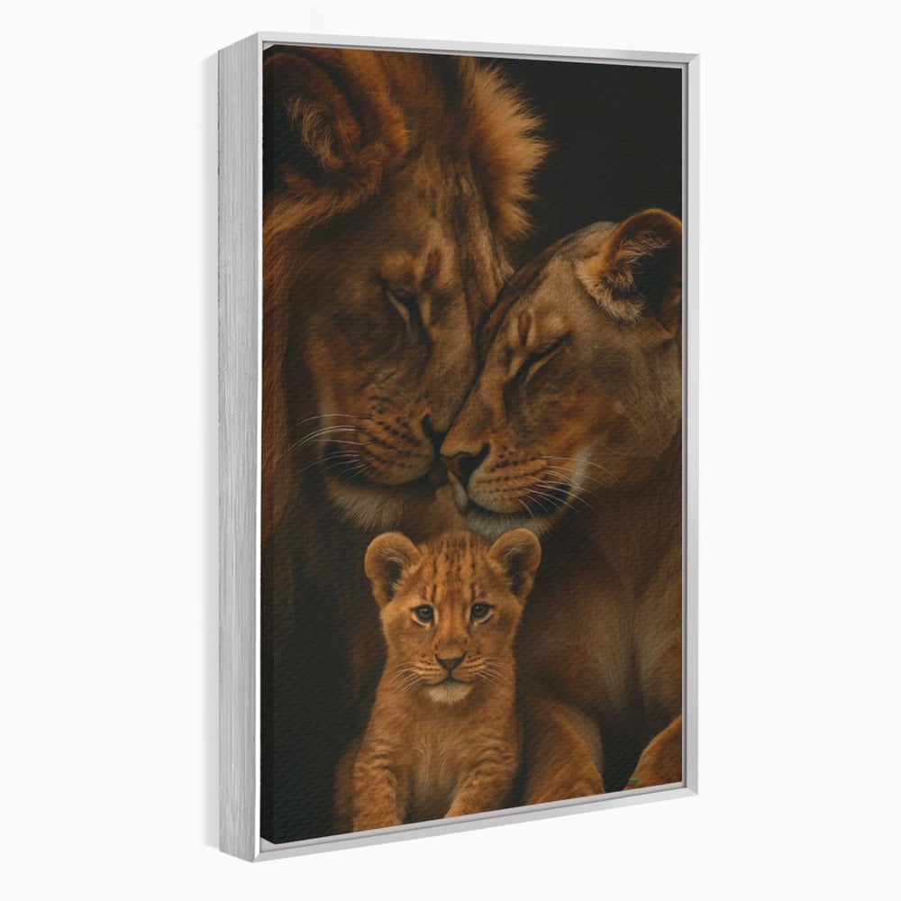 Leinwand Wandkunst Leinwand Wandkunst Premium, LuxCanva® M1544, Royal Sanctuary, Löwe, König des Dschungels, Huhn, Tiere, Liebe, Schutz, Dynastie, Schlafzimmer, Büro, Wohnzimmer