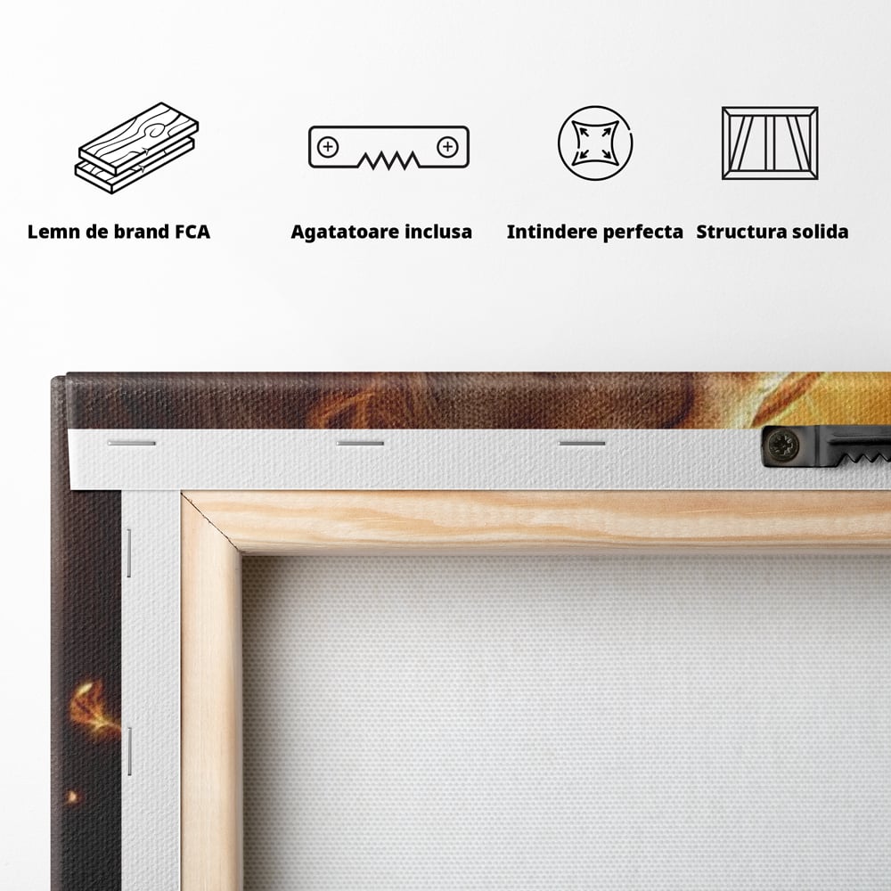Leinwand Wandkunst Canvas Wandkunst Premium, LuxCanva® M1545, Drei Schicksale Inflacarate, Löwen, Tiere, Wild, Dschungel König, Familie, Huhn, Schlafzimmer, Büro, Wohnzimmer