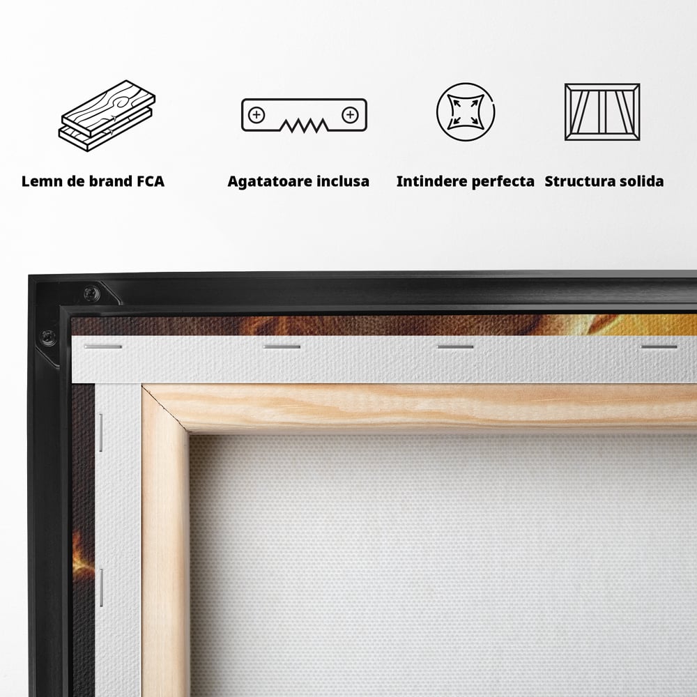 Leinwand Wandkunst Canvas Wandkunst Premium, LuxCanva® M1545, Drei Schicksale Inflacarate, Löwen, Tiere, Wild, Dschungel König, Familie, Huhn, Schlafzimmer, Büro, Wohnzimmer