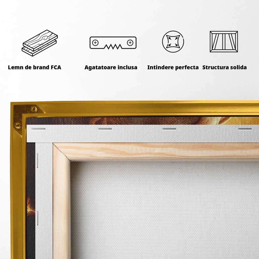 Leinwand Wandkunst Canvas Wandkunst Premium, LuxCanva® M1545, Drei Schicksale Inflacarate, Löwen, Tiere, Wild, Dschungel König, Familie, Huhn, Schlafzimmer, Büro, Wohnzimmer