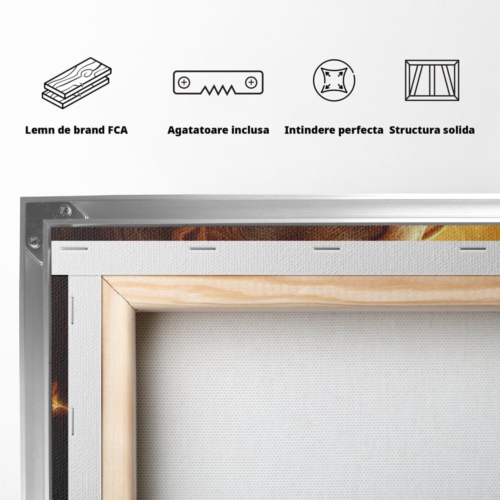 Leinwand Wandkunst Canvas Wandkunst Premium, LuxCanva® M1545, Drei Schicksale Inflacarate, Löwen, Tiere, Wild, Dschungel König, Familie, Huhn, Schlafzimmer, Büro, Wohnzimmer