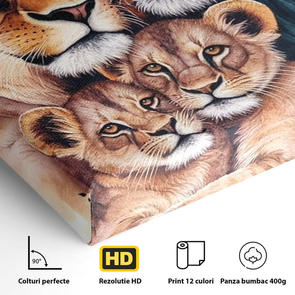 Leinwand Leinwand Wandkunst Premium, LuxCanva® M1546, Vereint im Licht, Familie, Emotion, Liebe, Eltern, Löwen, Tiere, Tiere, Schicksal, Porträt, Schlafzimmer, Büro, Wohnzimmer