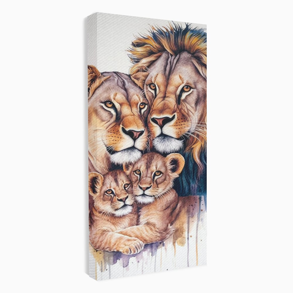 Leinwand Leinwand Wandkunst Premium, LuxCanva® M1546, Vereint im Licht, Familie, Emotion, Liebe, Eltern, Löwen, Tiere, Tiere, Schicksal, Porträt, Schlafzimmer, Büro, Wohnzimmer