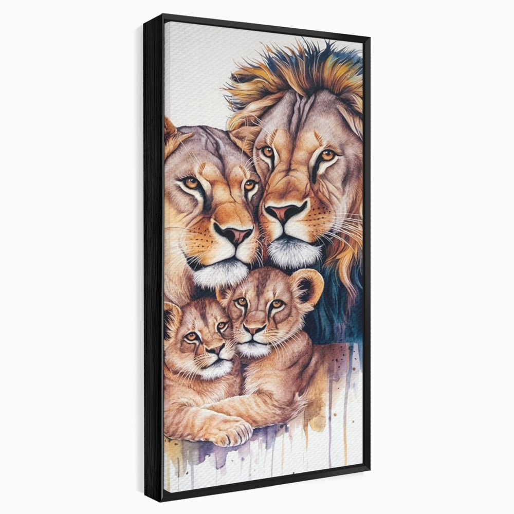 Leinwand Leinwand Wandkunst Premium, LuxCanva® M1546, Vereint im Licht, Familie, Emotion, Liebe, Eltern, Löwen, Tiere, Tiere, Schicksal, Porträt, Schlafzimmer, Büro, Wohnzimmer